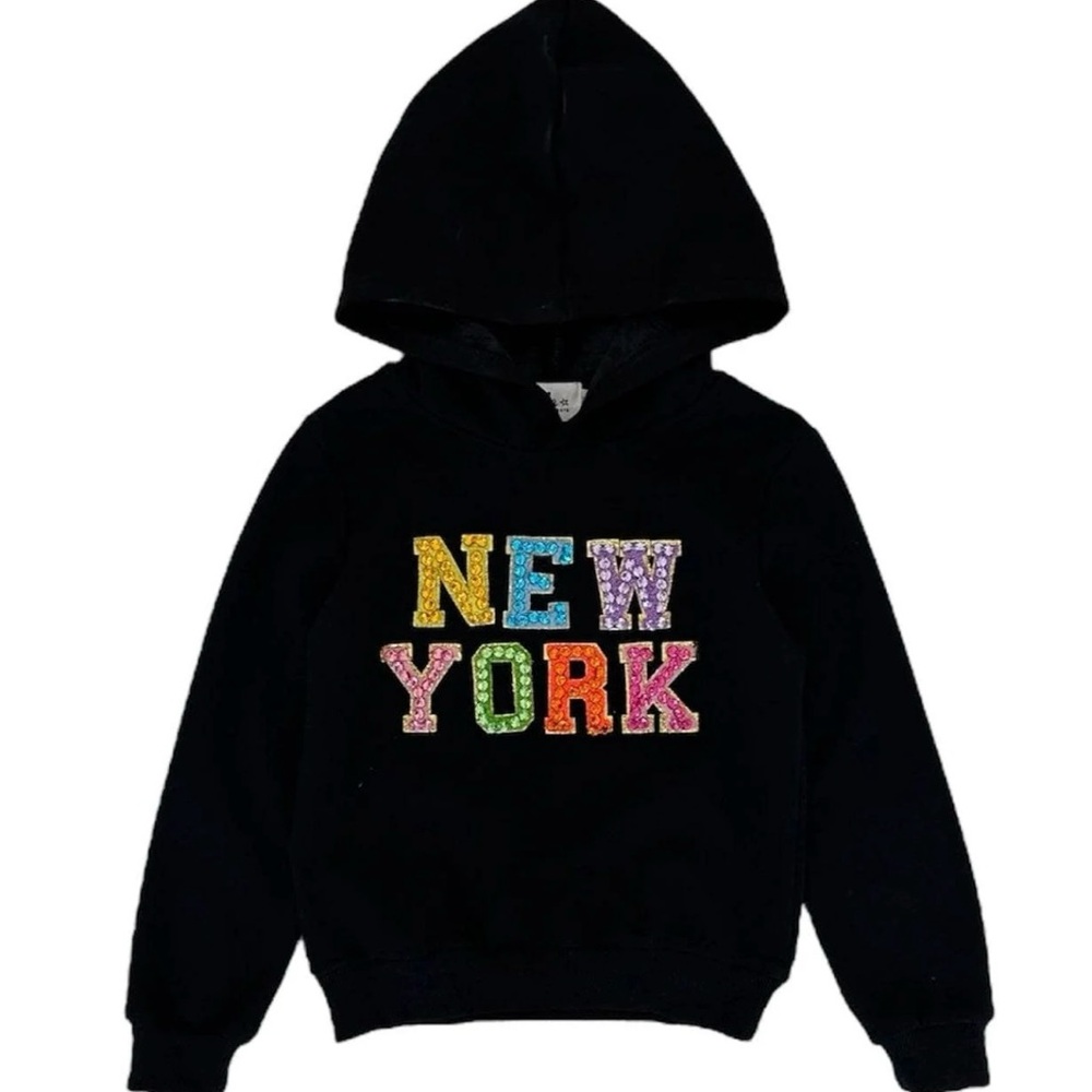 Lola Black Hoodie with Multicolor New York Design